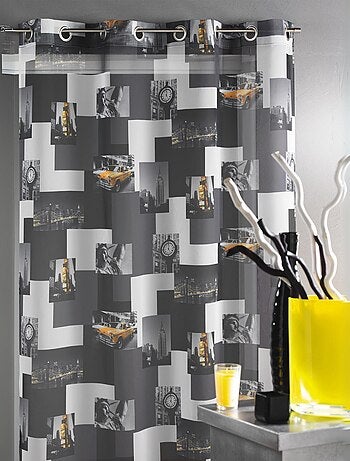 Cortina de Shantung estampada “Taxi NY”