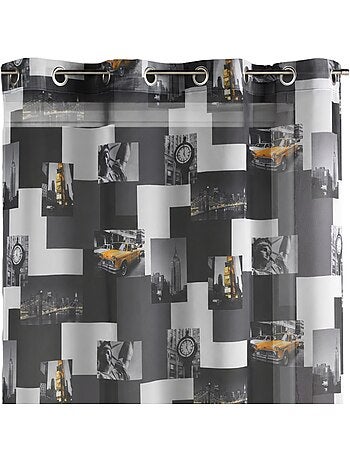 Cortina de Shantung estampada “Taxi NY”