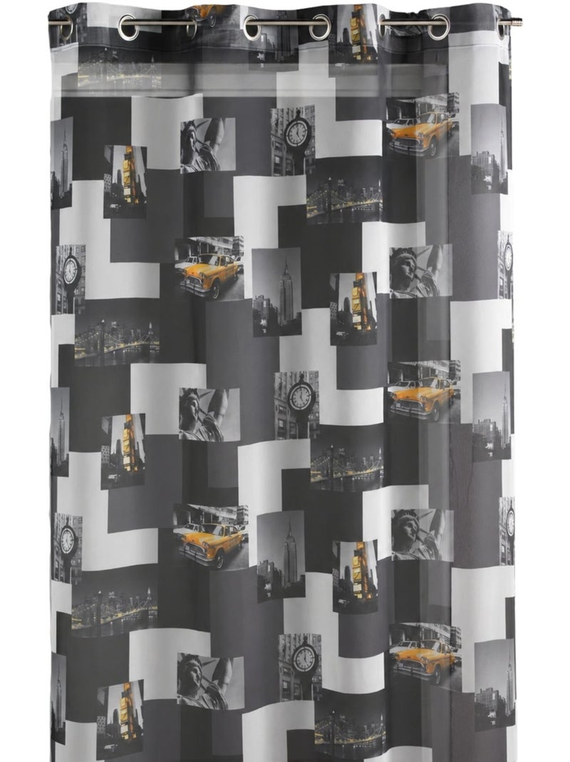 Cortina de Shantung estampada “Taxi NY” Gris claro - Kiabi