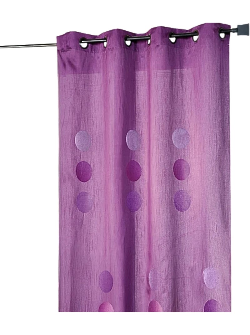 Cortina de tafetán shantung con gran estampado de lunares Violeta ciruela - Kiabi