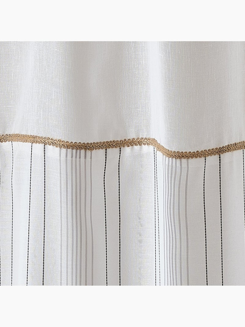 Cortina de tamiz anudada con revestimiento y acabado de yute Marfil - Kiabi