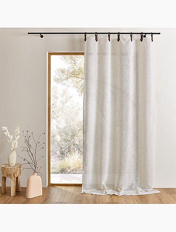 Cortina de tejido polyline con anillas efecto cuero en las patas