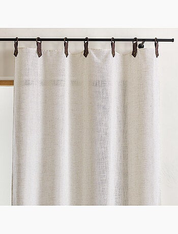 Cortina de tejido polyline con anillas efecto cuero en las patas