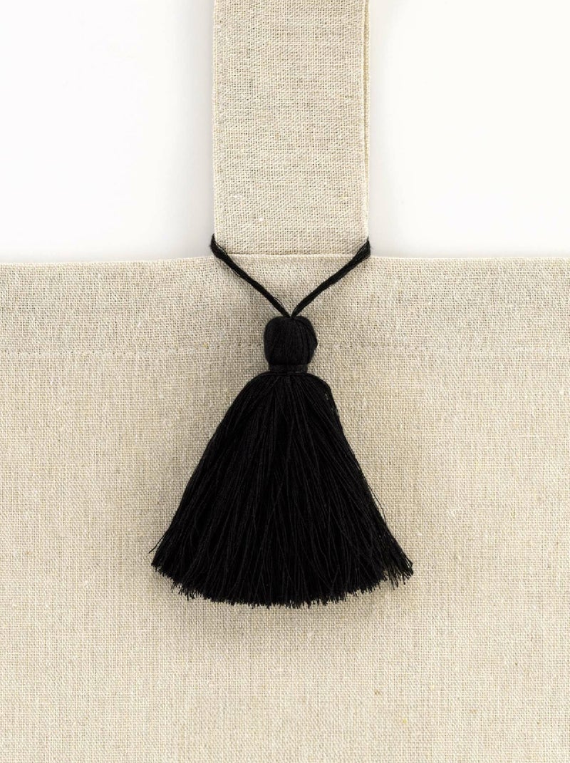 Cortina de una pieza con borlas Negro - Kiabi