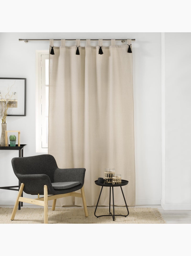 Cortina de una pieza con borlas Negro - Kiabi