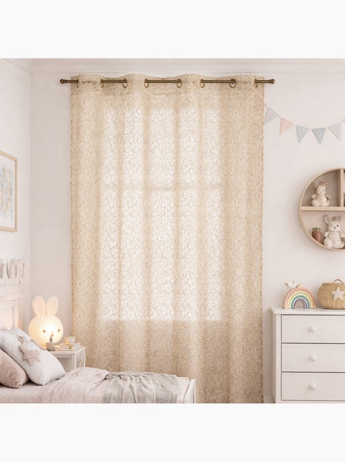 Cortina de visillo bordada tono sobre tono - Kiabi