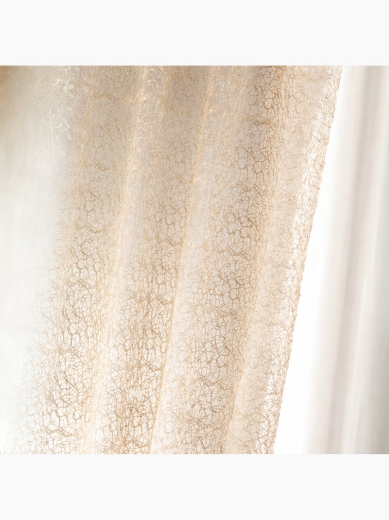 Cortina de visillo bordada tono sobre tono Taupe - Kiabi