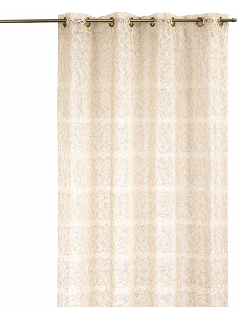 Cortina de visillo bordada tono sobre tono Taupe - Kiabi