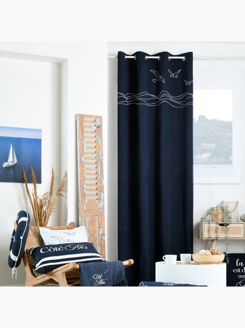 Cortina de visillo en polialgodón con ojales motivo marino - Kiabi