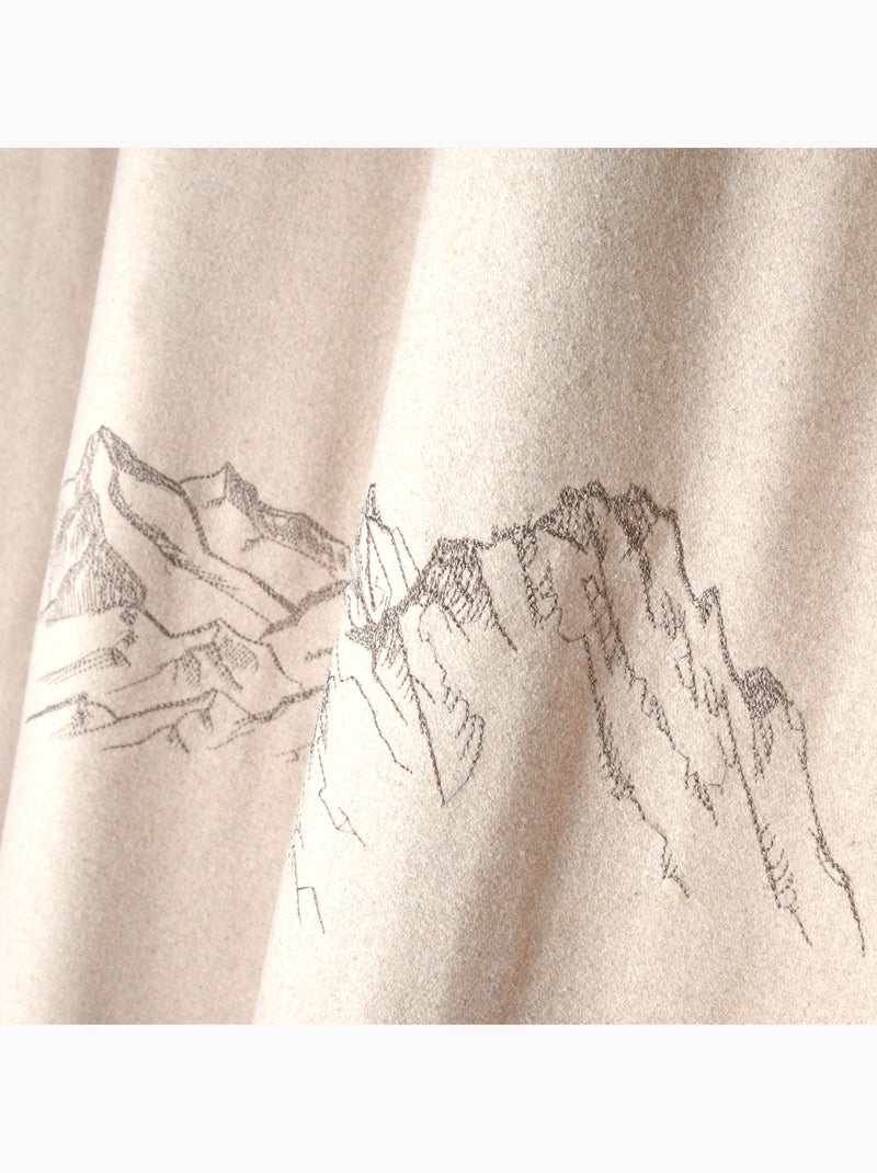 Cortina difusora con motivos de montaña y ojales, con efecto de lana Madera natural - Kiabi
