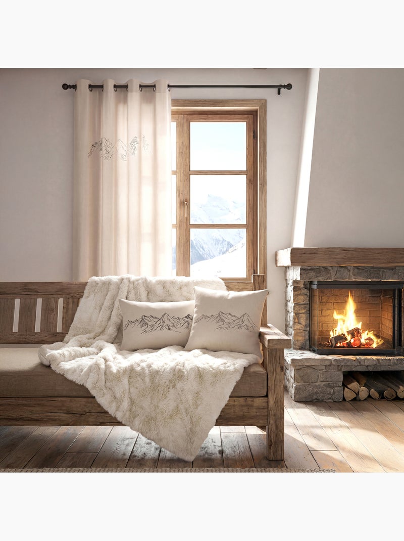 Cortina difusora con motivos de montaña y ojales, con efecto de lana Madera natural - Kiabi