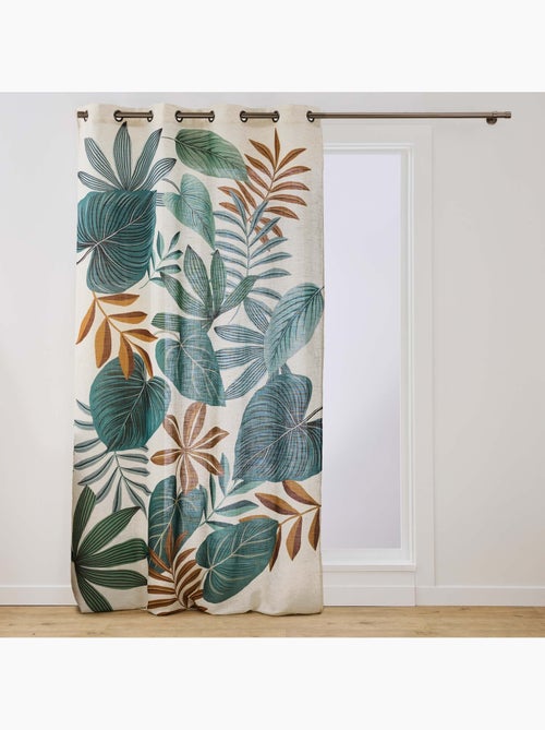 Cortina difusora con ojales, de poli-lin, estampada con motivos tropicales - Kiabi Cortina difusora con ojales, de poli-lin, estampada con motivos tropicales - Kiabi