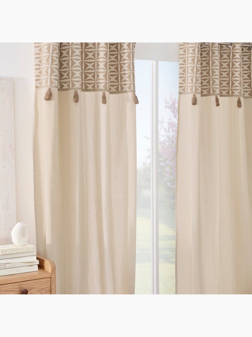 Cortina difusora con ojales de policotón, con diseño jacquard y borlas - Kiabi Cortina difusora con ojales de policotón, con diseño jacquard y borlas - Kiabi