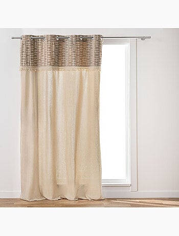 Cortina difusora con ojales, de policotón, con diseño jacquard y flecos