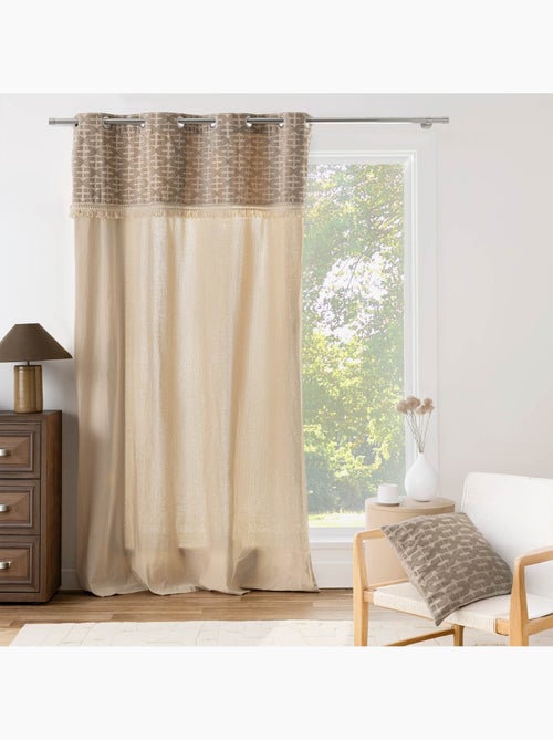 Cortina difusora con ojales, de policotón, con diseño jacquard y flecos - Kiabi Cortina difusora con ojales, de policotón, con diseño jacquard y flecos - Kiabi