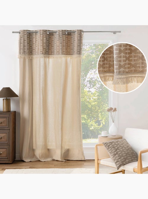 Cortina difusora con ojales, de policotón, con diseño jacquard y flecos - Kiabi Cortina difusora con ojales, de policotón, con diseño jacquard y flecos - Kiabi