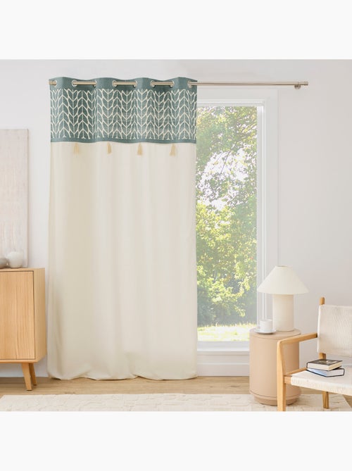 Cortina difusora con ojales, de policotón jacquard y con pompones - Kiabi Cortina difusora con ojales, de policotón jacquard y con pompones - Kiabi