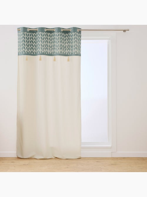 Cortina difusora con ojales, de policotón jacquard y con pompones - Kiabi Cortina difusora con ojales, de policotón jacquard y con pompones - Kiabi