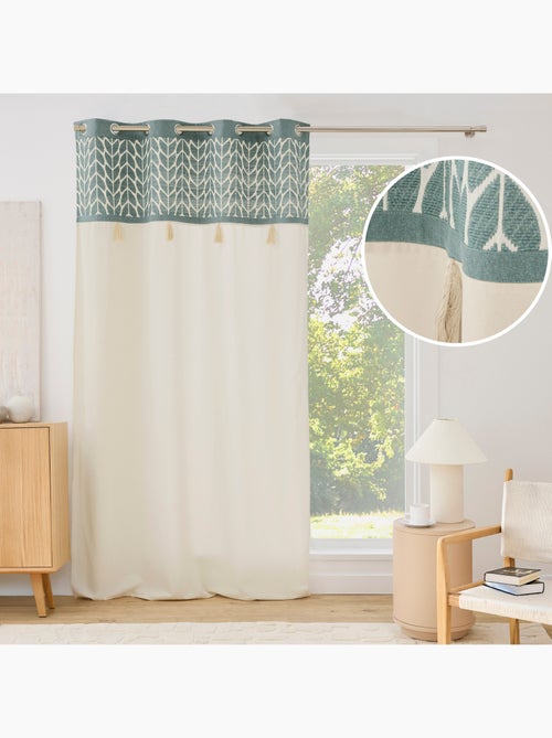 Cortina difusora con ojales, de policotón jacquard y con pompones - Kiabi Cortina difusora con ojales, de policotón jacquard y con pompones - Kiabi