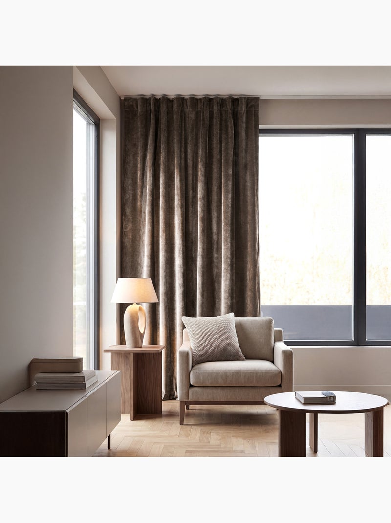 Cortina difusora con rufletas y aspecto de terciopelo Madera natural - Kiabi