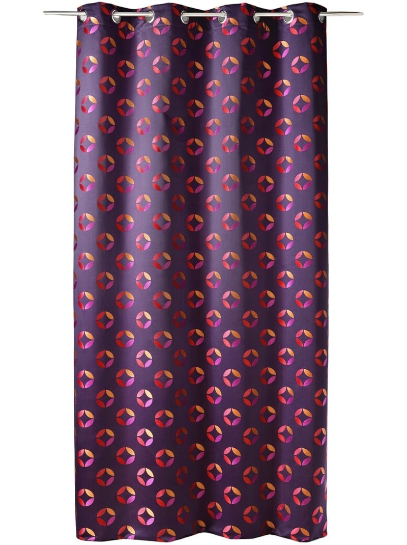 Cortina difusora de jacquard con motivos de rosetas Violeta ciruela - Kiabi