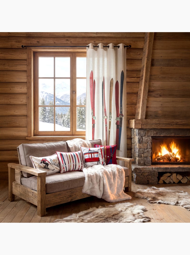 Cortina difusora de polilín con estampado de esquís Blanco - Kiabi