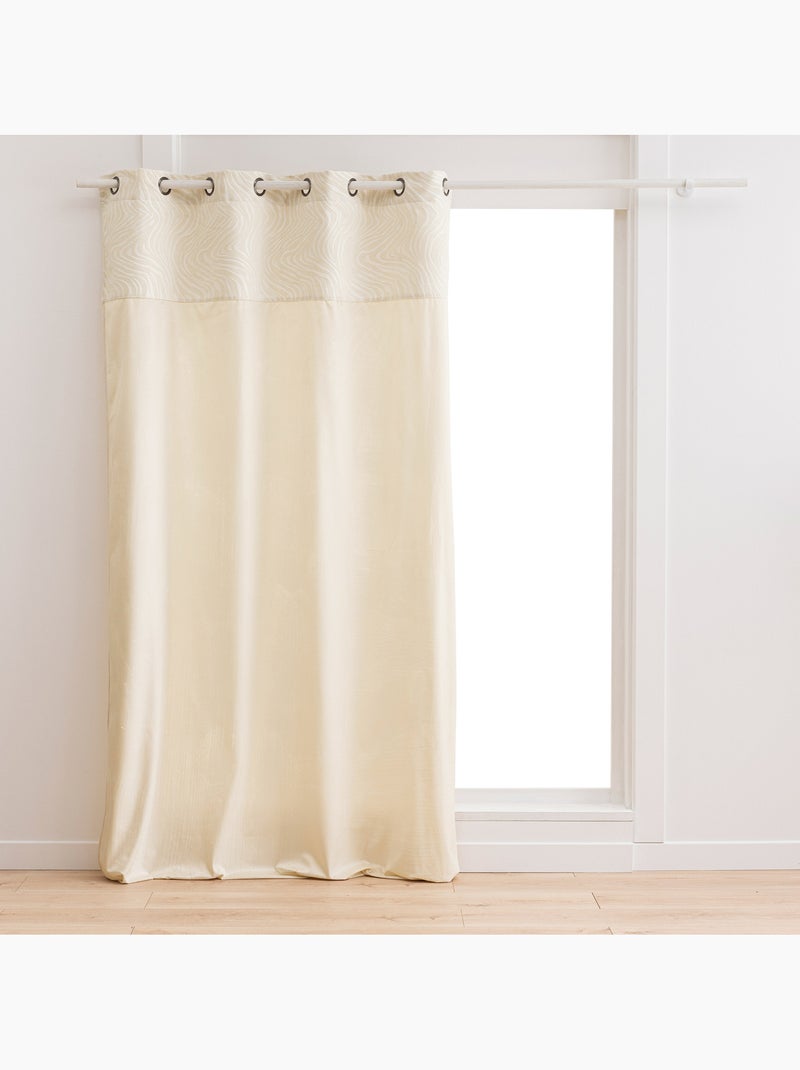 Cortina difusora de terciopelo con ojales y cenefa de jacquard con estampado de cebra Madera natural - Kiabi