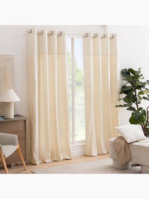 Cortina difusora de terciopelo con ojales y cenefa de jacquard con estampado de cebra - Kiabi Cortina difusora de terciopelo con ojales y cenefa de jacquard con estampado de cebra - Kiabi