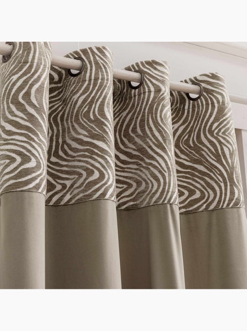 Cortina difusora de terciopelo con ojales y cenefa de jacquard con estampado de cebra - Kiabi Cortina difusora de terciopelo con ojales y cenefa de jacquard con estampado de cebra - Kiabi