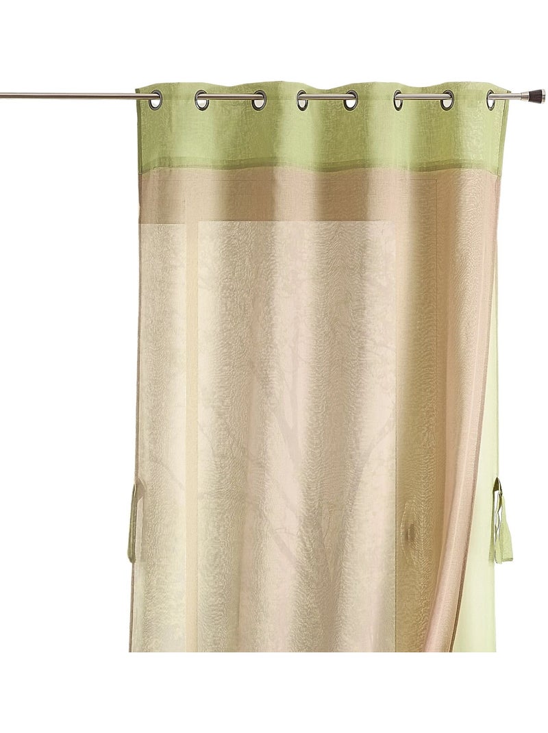 Cortina doble con ribete en contraste Verde claro - Kiabi
