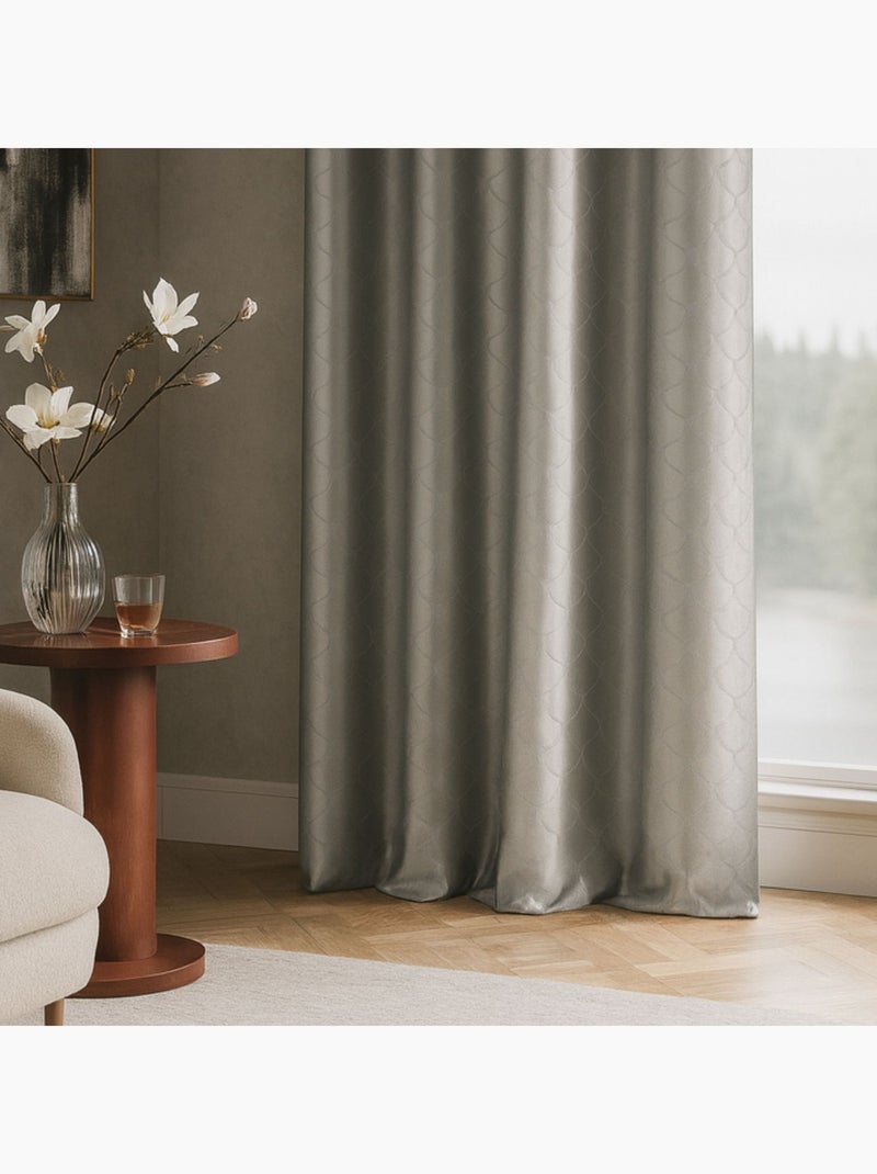 Cortina efecto seda con estampado de carey Taupe - Kiabi