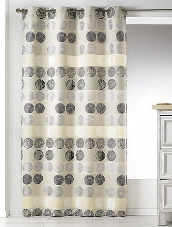 Cortina en Jacquard a Rayas Horizontales con Lunares