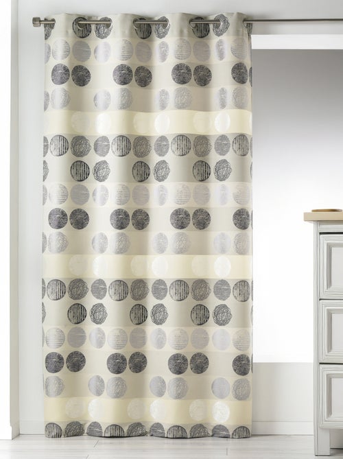 Cortina en Jacquard a Rayas Horizontales con Lunares - Kiabi