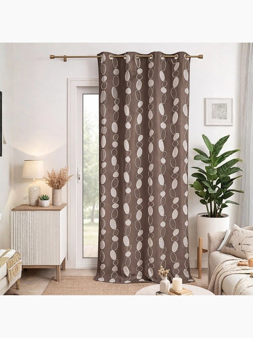 Cortina en Jacquard Piedras Chocolate - Kiabi