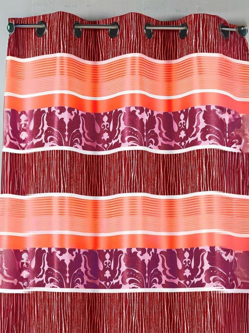 Cortina en jacquard rayas horizontales coloreadas Rosa fucsia - Kiabi