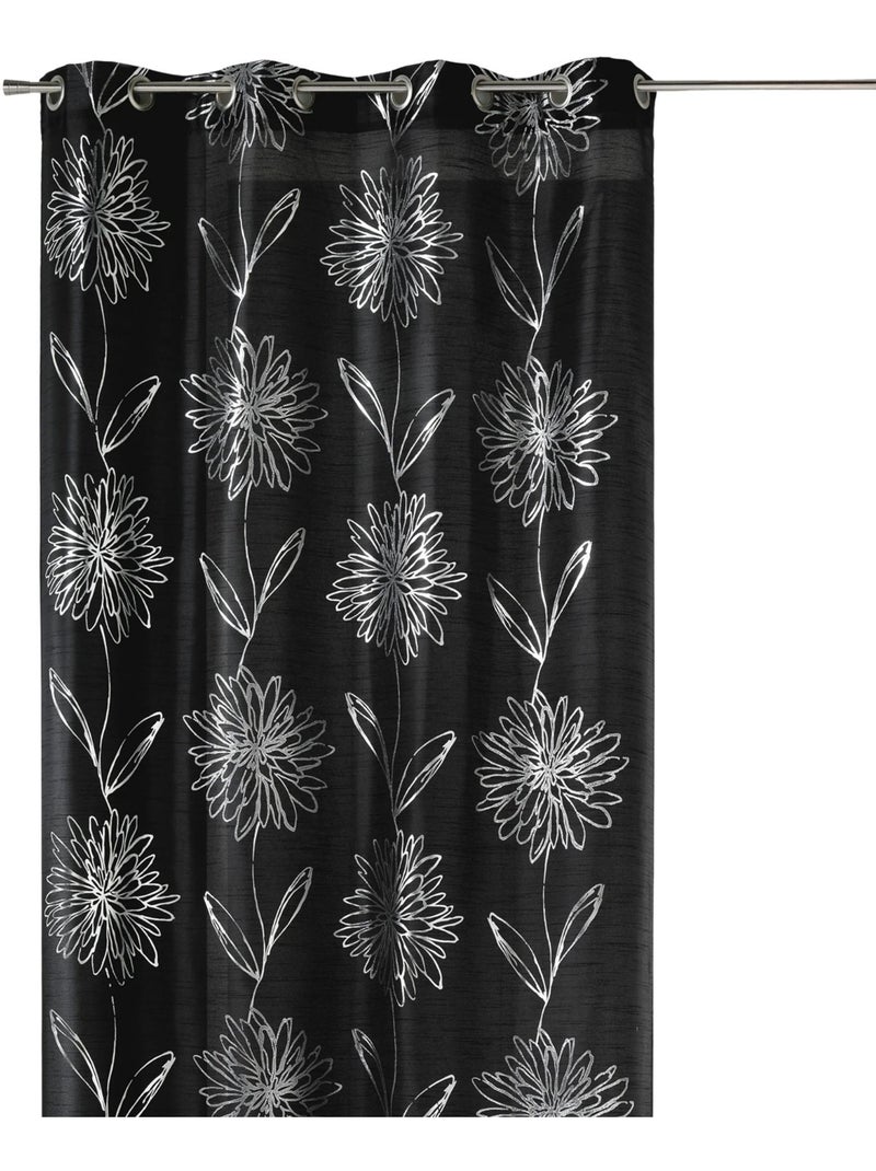 Cortina en shantung estampados metalizados flor Negro - Kiabi