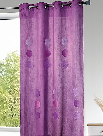 Cortina en tafetán shantung bordado grandes lunares