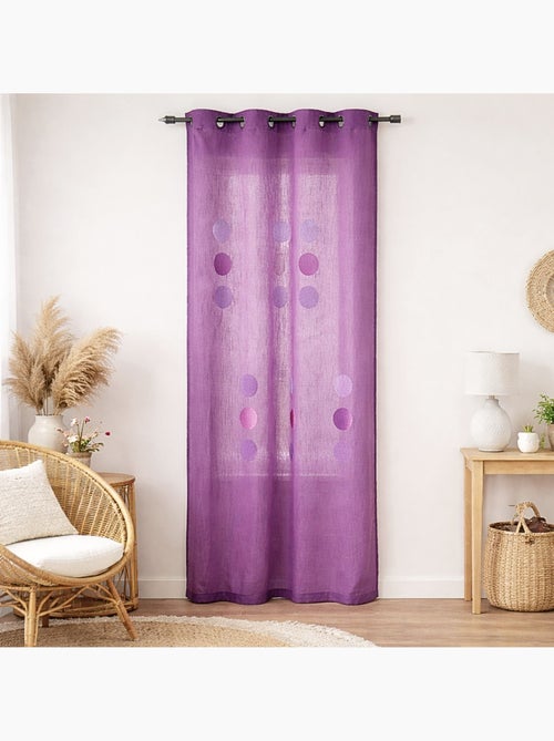 Cortina en tafetán shantung bordado grandes lunares - Kiabi