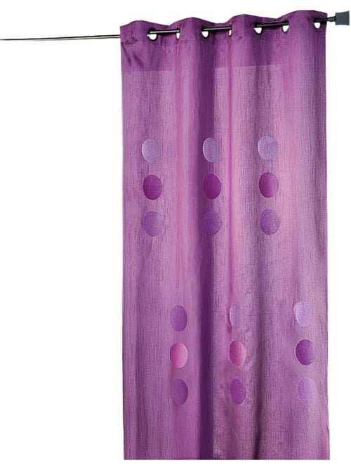 Cortina en tafetán shantung bordado grandes lunares - Kiabi