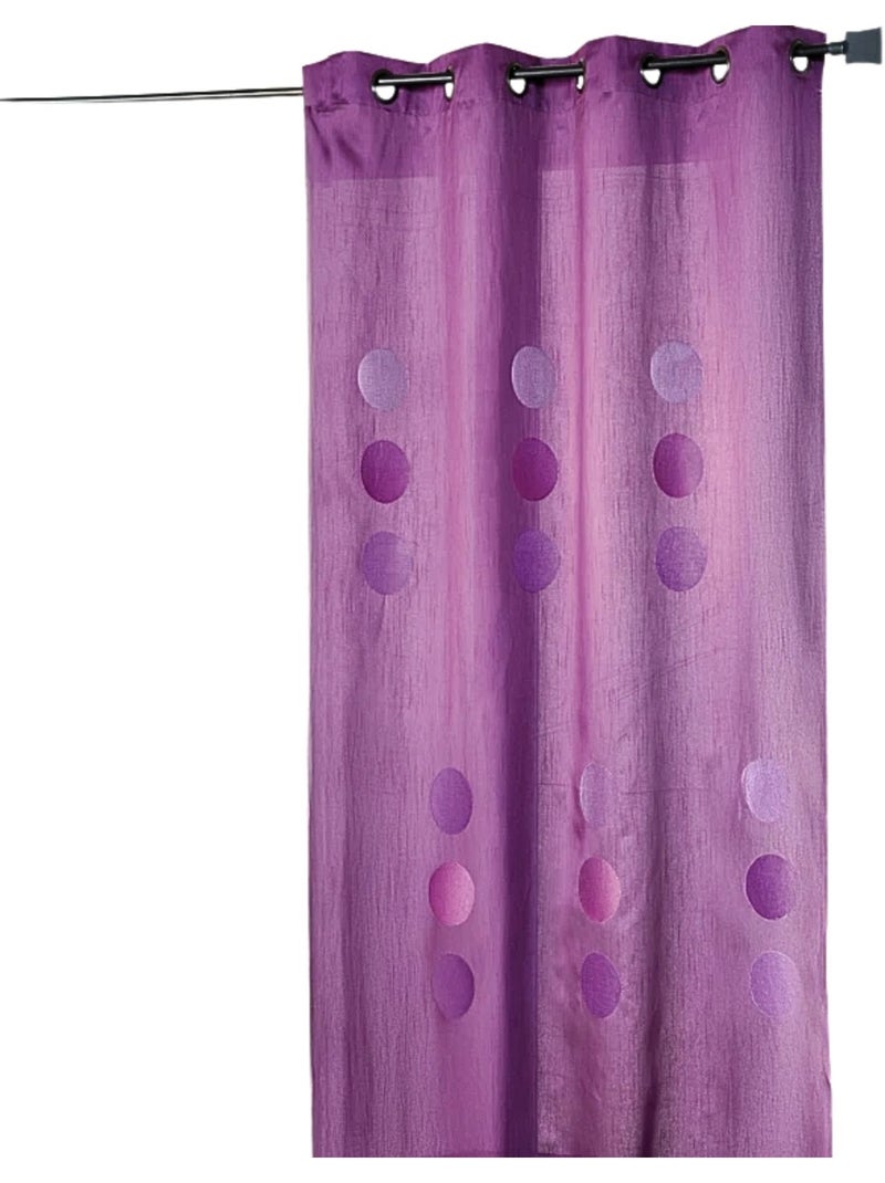 Cortina en tafetán shantung bordado grandes lunares Violeta ciruela - Kiabi