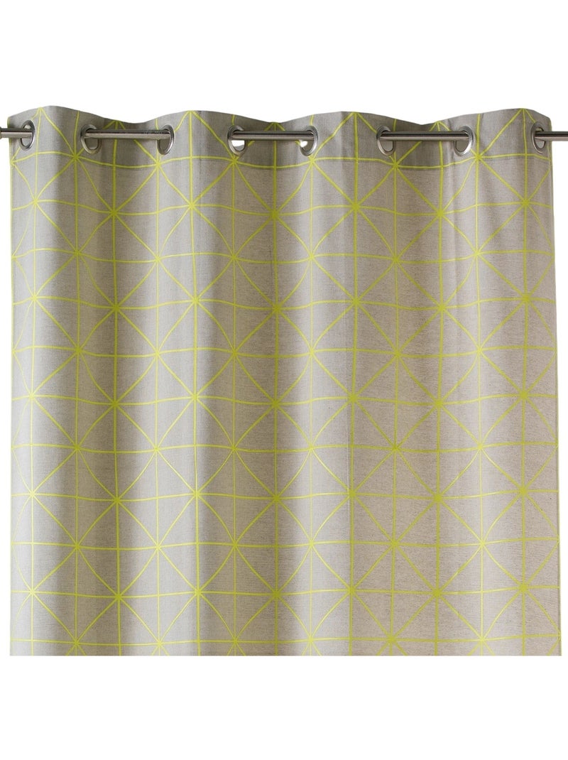 Cortina en tela de algodón estampado de diseño Amarillo - Kiabi