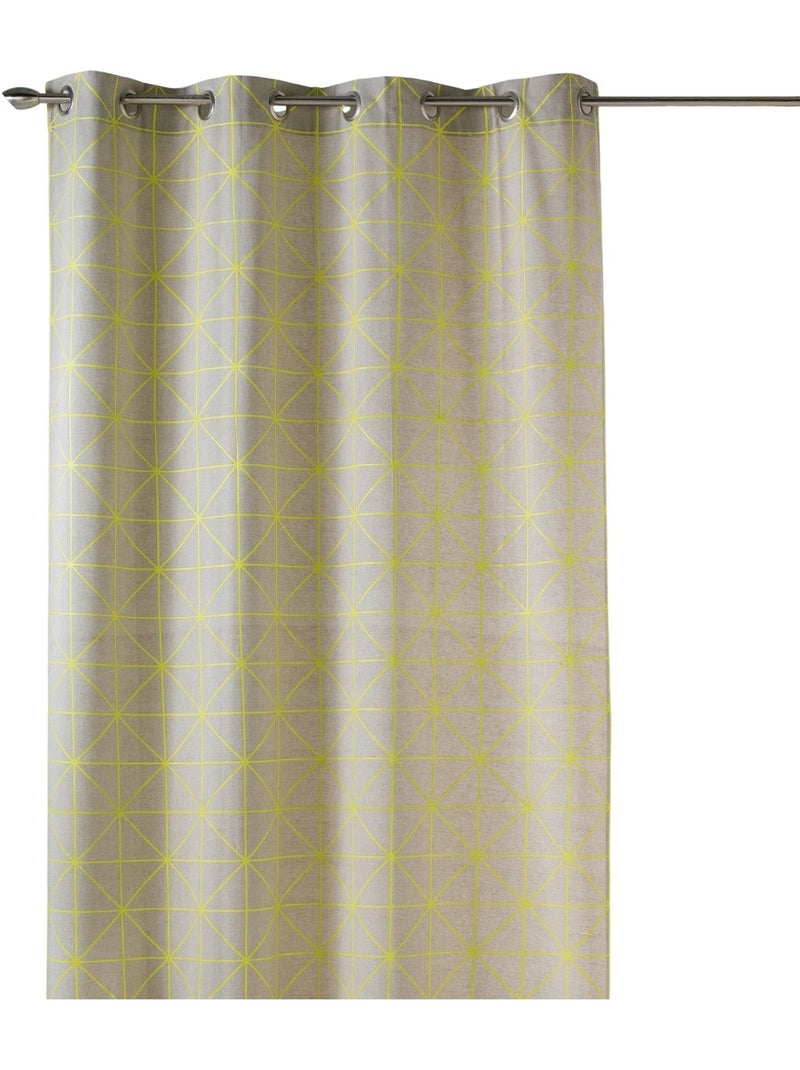 Cortina en tela de algodón estampado de diseño Amarillo - Kiabi