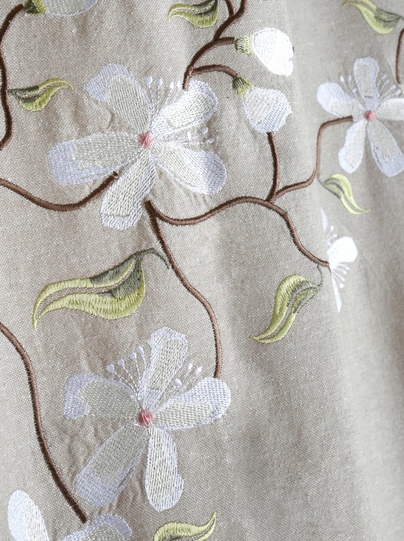 Cortina estampada con flores y árbol primaveral Madera natural - Kiabi
