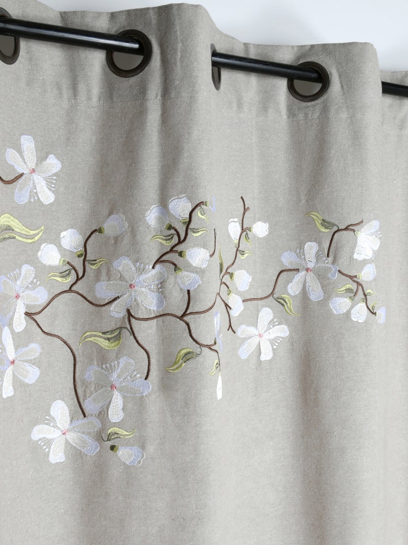 Cortina estampada con flores y árbol primaveral Madera natural - Kiabi
