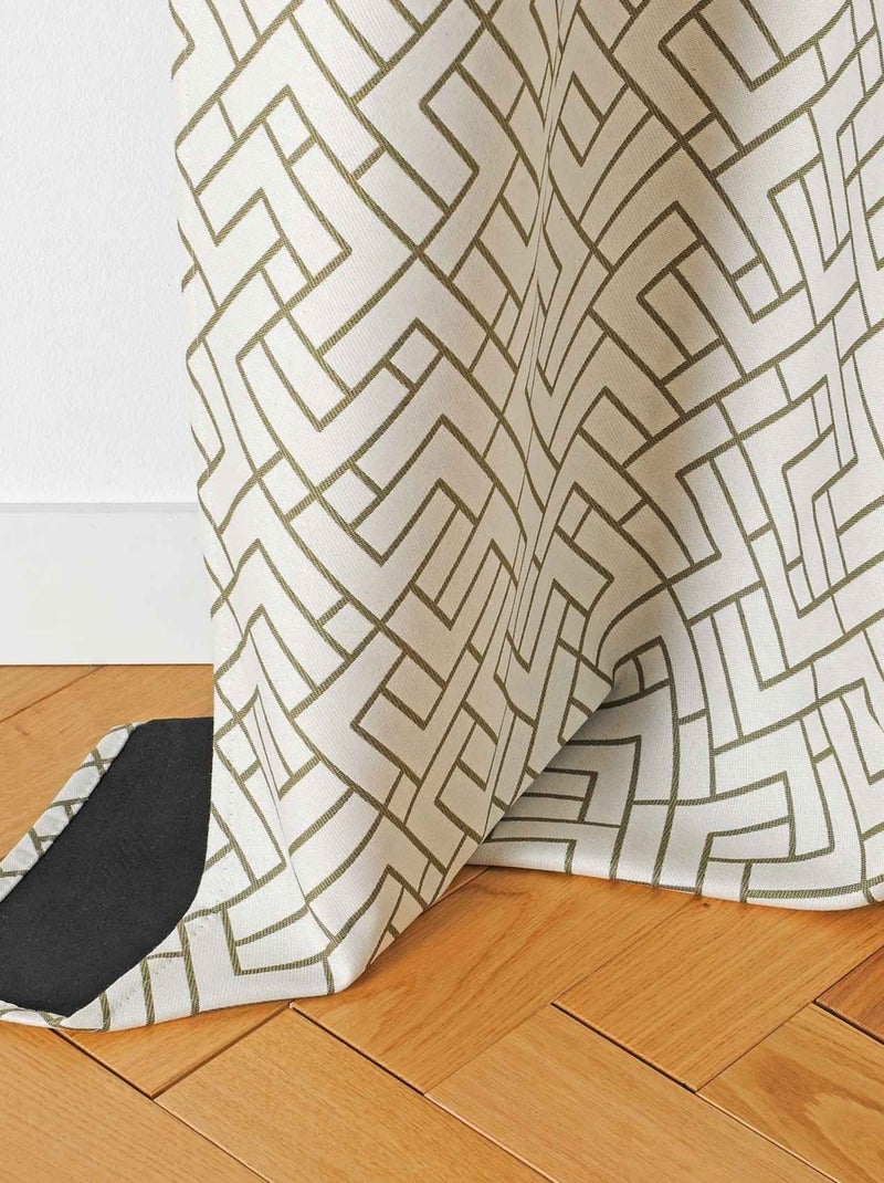 Cortina estampada, gruesa y aislante Taupe - Kiabi