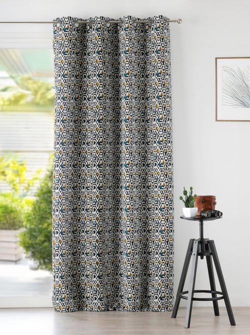 Cortina estampada motivos geométricos sobre fondo blanco - Kiabi