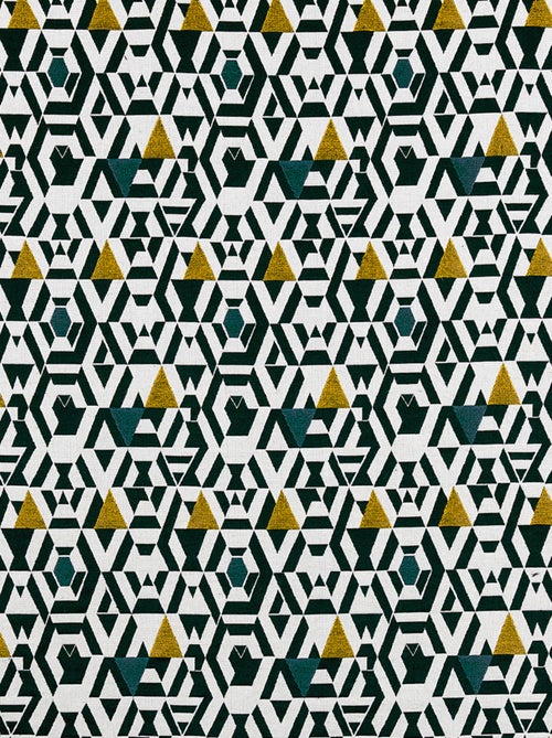 Cortina estampada motivos geométricos sobre fondo blanco - Kiabi