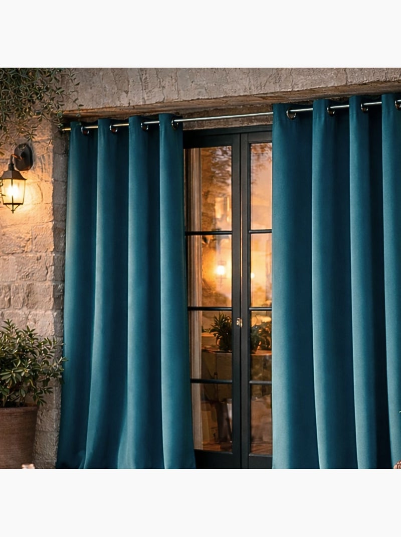 Cortina exterior de tejido hidrófugo Azul petróleo - Kiabi