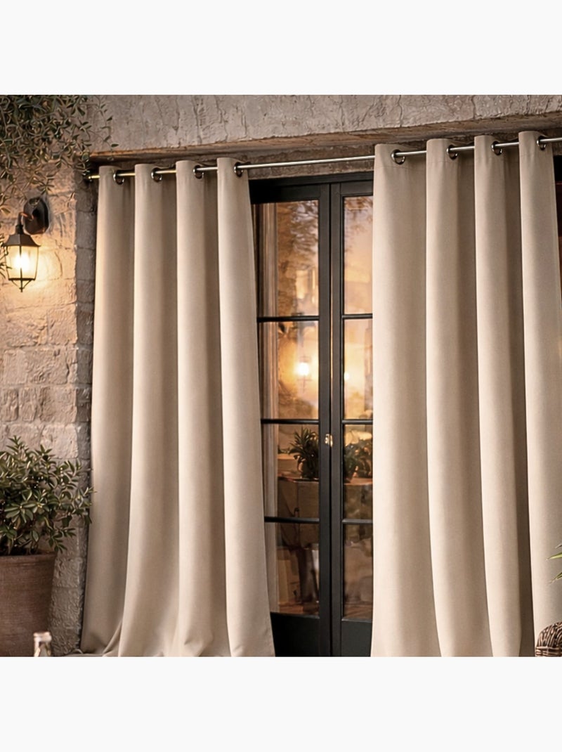 Cortina exterior de tejido hidrófugo Beige - Kiabi