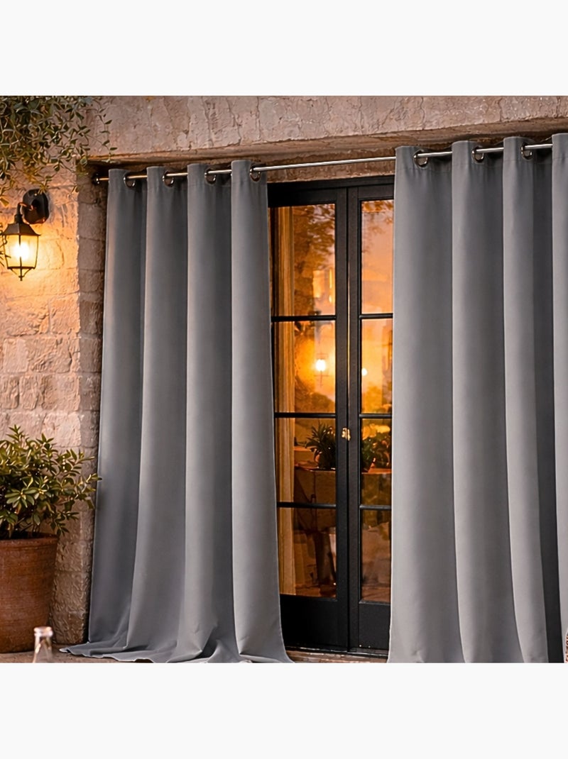 Cortina exterior de tejido hidrófugo Gris claro - Kiabi